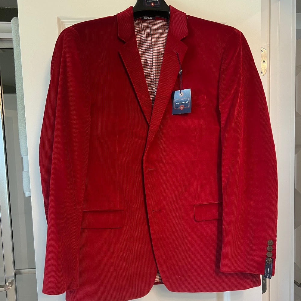 Men’s Red Corduroy Saddlebred Blazer - New
